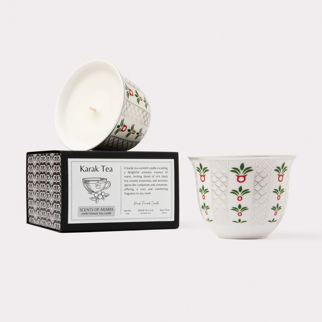 AKUN Scents of Arabia karak tea scented candle presented in a decorative ceramic vessel